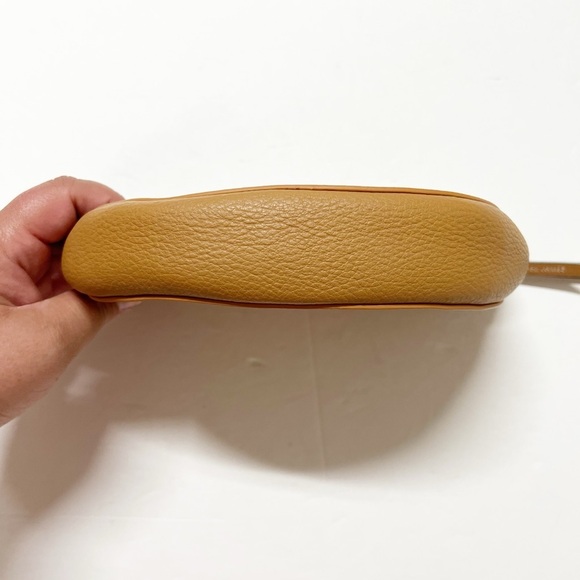 Draper James Womens Camel Tan Leather Half Moon Clutch Wristlet